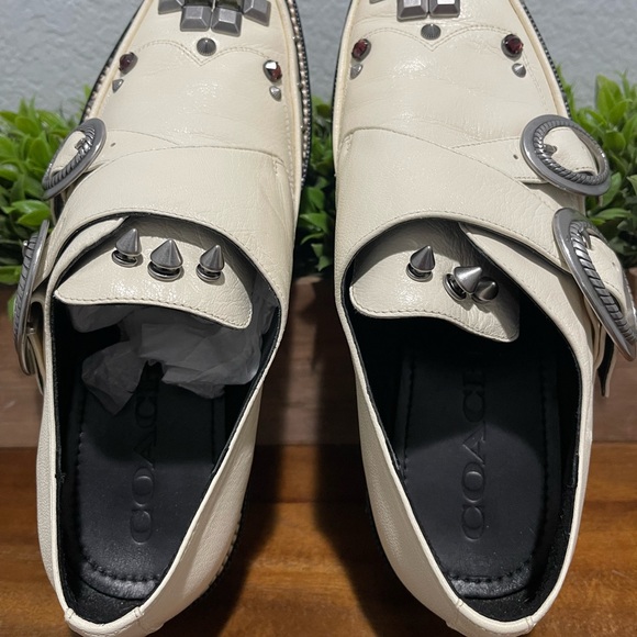 Coach Western Creeper Studded Leather Shoes G3399 Chalk Women’s Size 9.5 B RARE - Picture 10 of 11